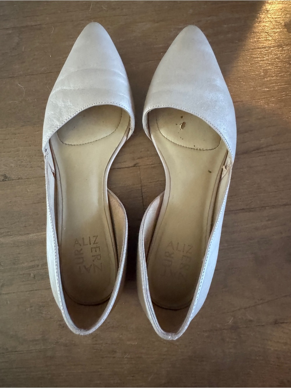 Naturalizer D'Orsay Pointed Toe Flats in Light Beige